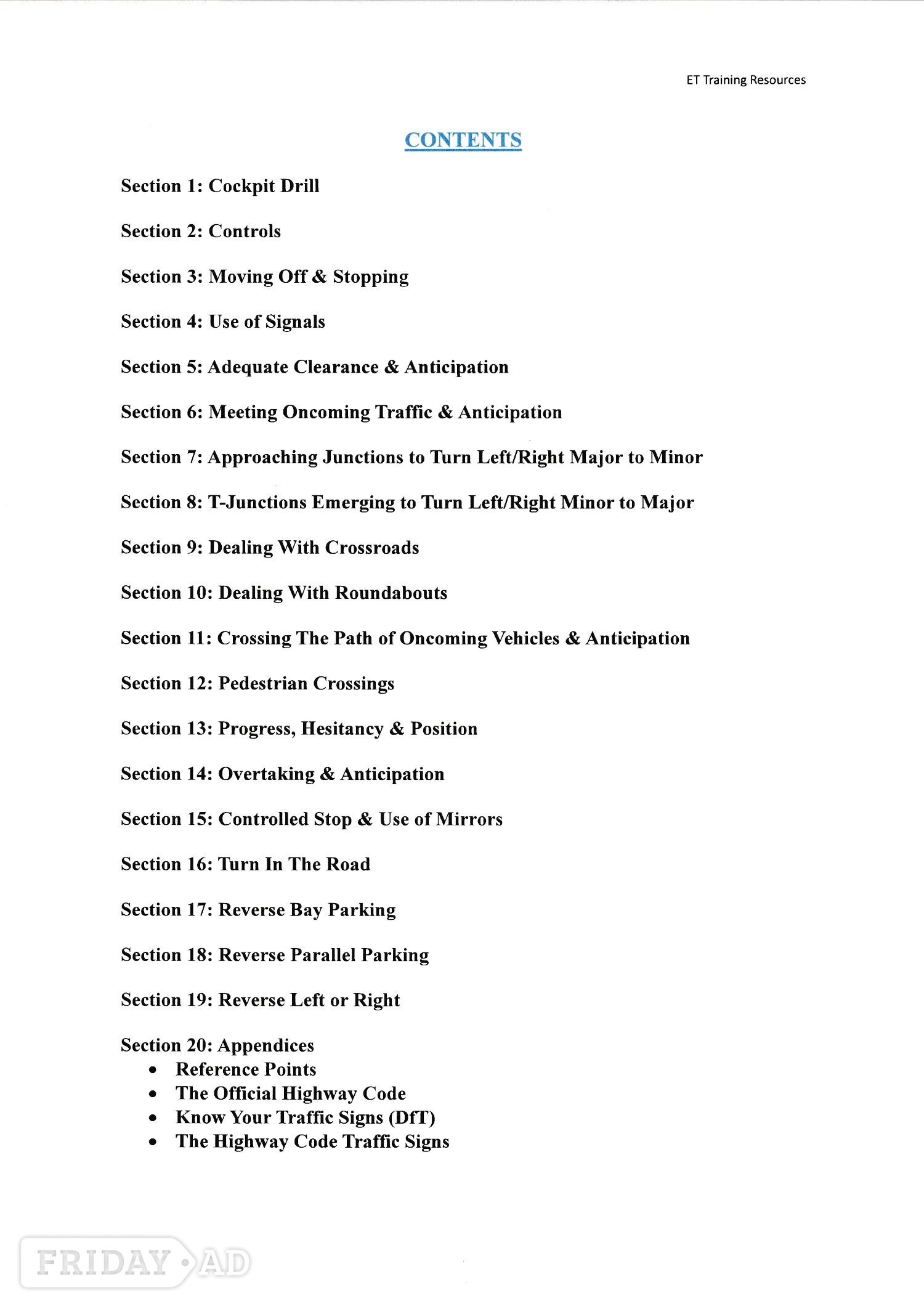 Lesson Plans PDF Resource Pack ADI PDI Driver Training Aids