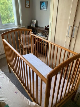 Baby cot dropside pine 1300mm x 600mm