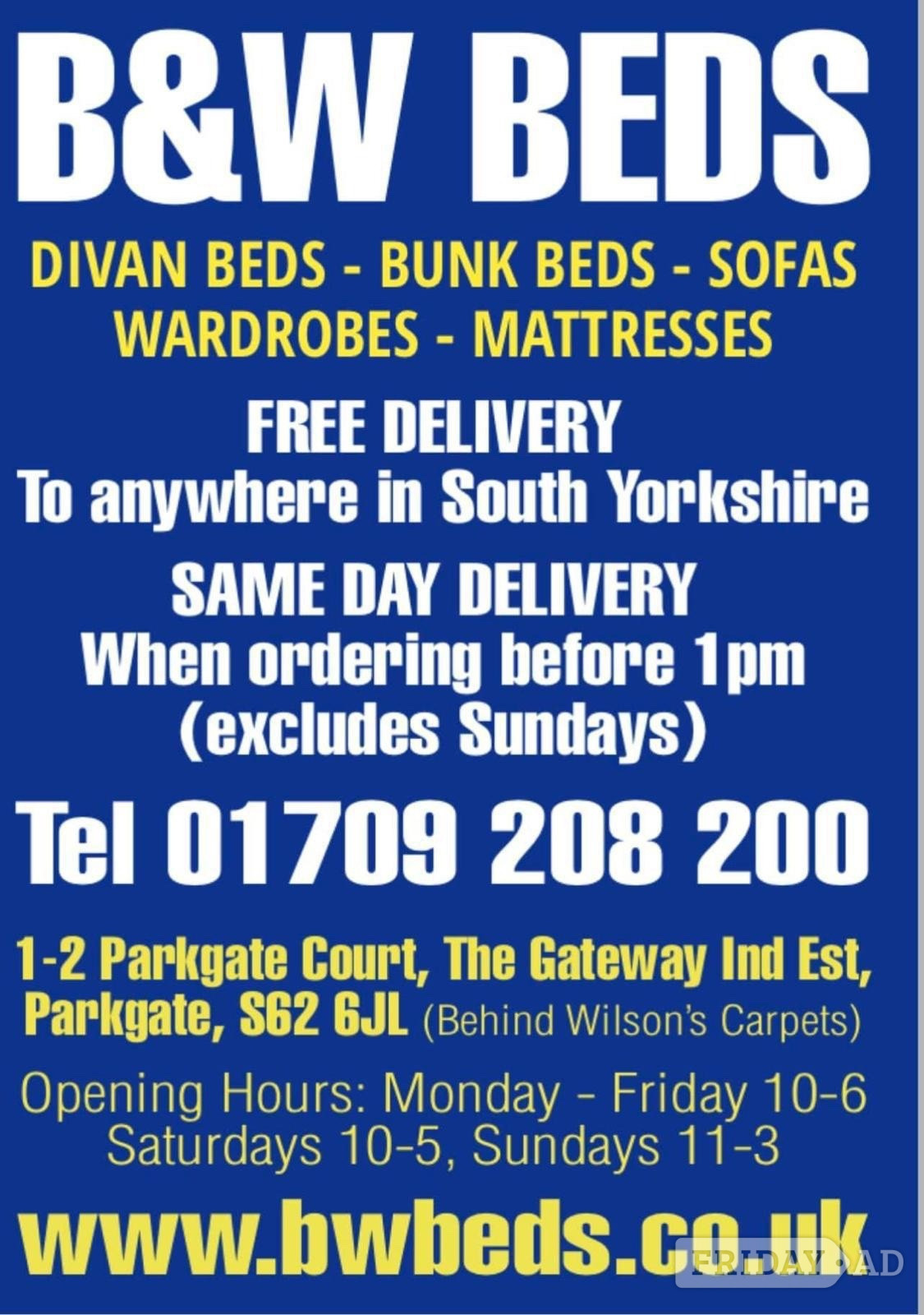 4 FOOT WINCHESTER 7 INCH LIGHTLY QUILTED MATTRESS AND CREAM HB - Furniture in Rotherham