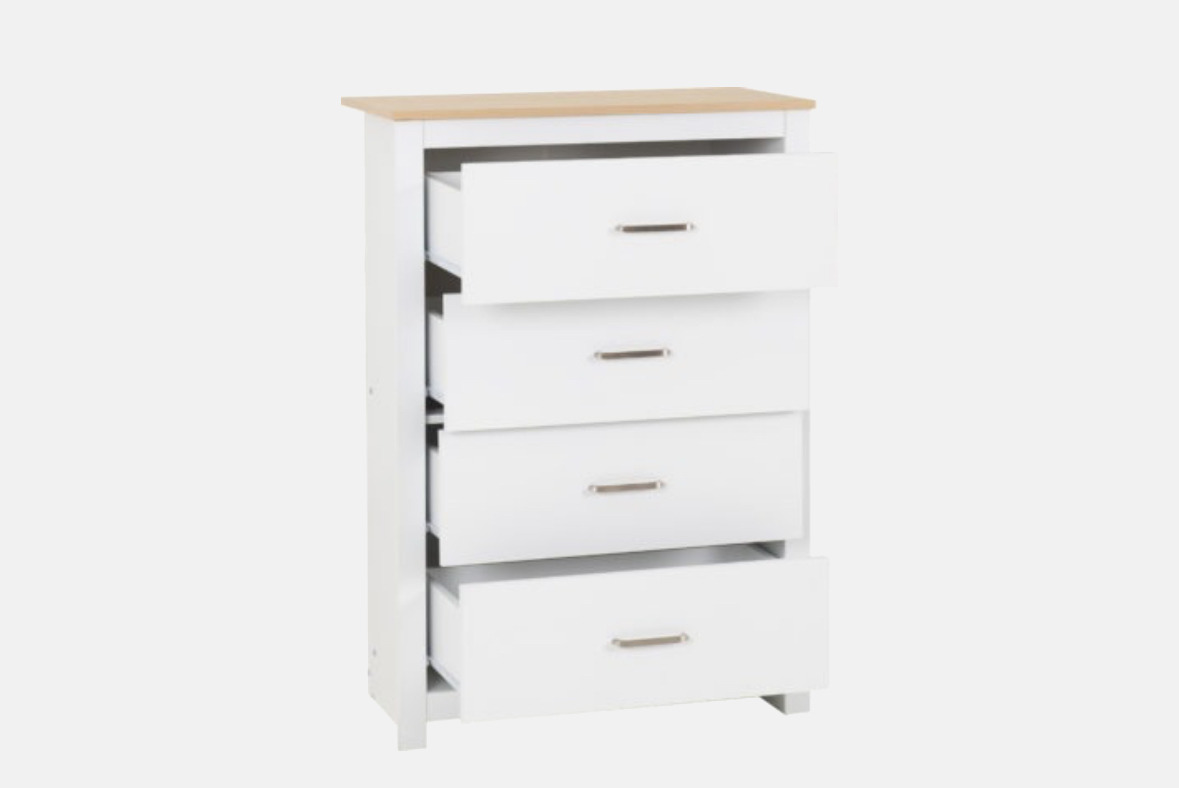 Portland 4 Drawer Chest - White/Oak Effect