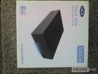 LACIE 500Gb Black External Hard Drive , USB2 Interface with PSU & Cable