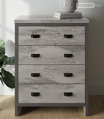 BOSTON 4 DRAWER CHEST OF DRAWERS - GREY