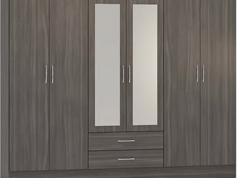 NEVADA 6 DOOR 2 DAWER 2 MIRROR WARDROBE FLAT PACK 