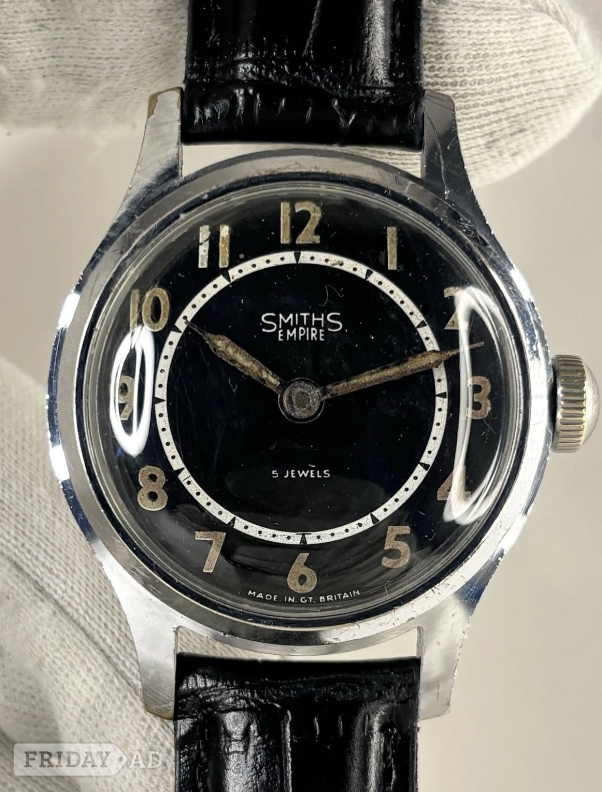 Vintage 1950s Smiths Manual Men’s Dress Watch - Black Dial