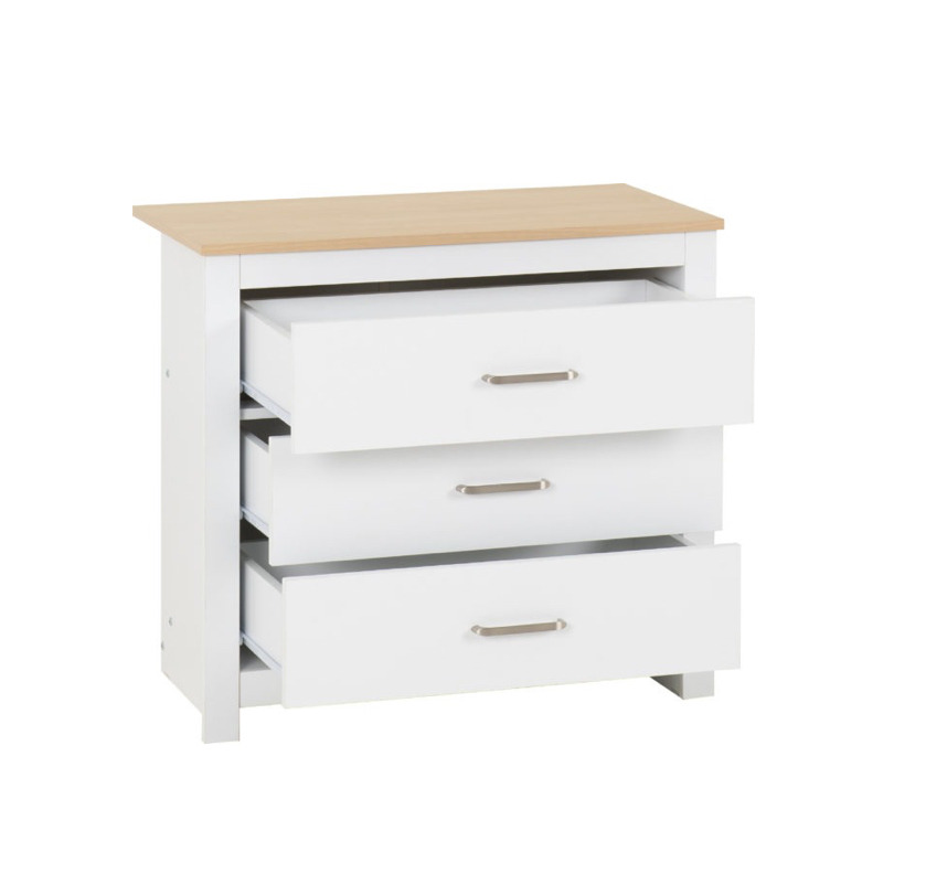 Portland 3 Drawer Chest - White/Oak Effect