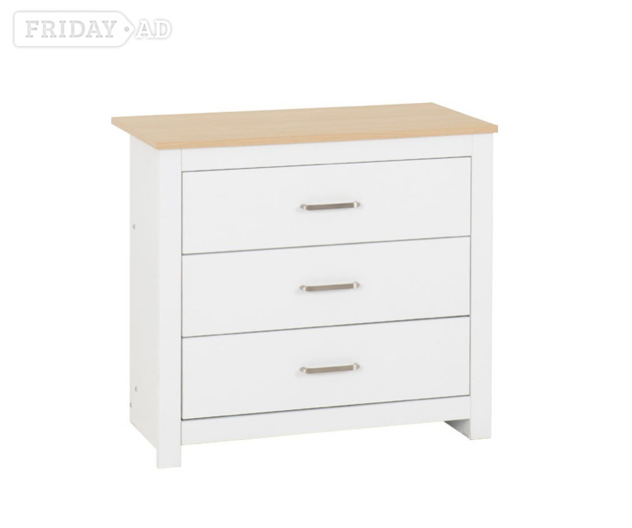 Portland 3 Drawer Chest - White/Oak Effect in Rotherham