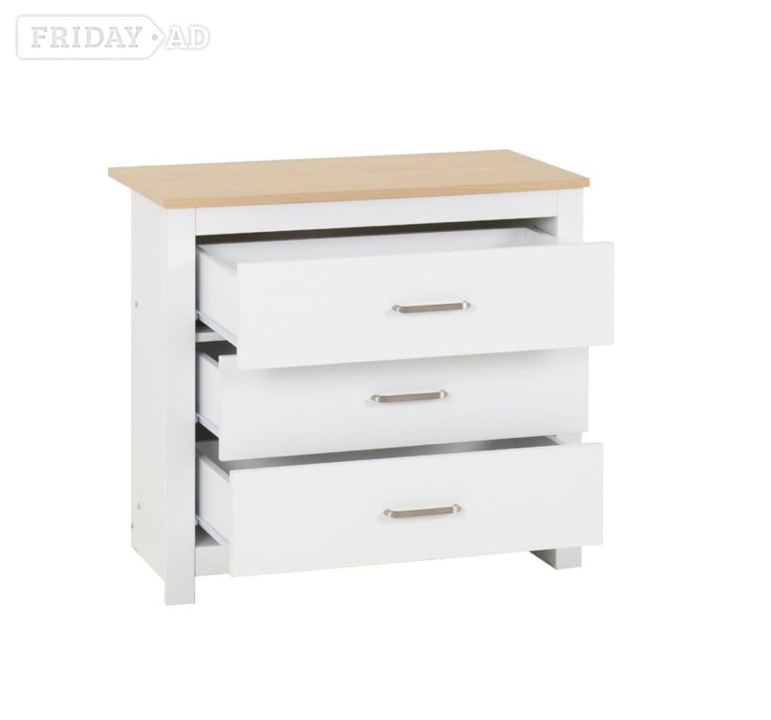 Portland 3 Drawer Chest - White/Oak Effect