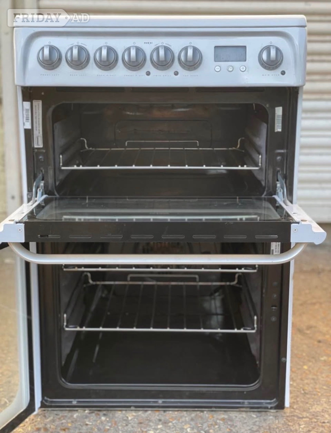 Hotpoint electric cooker 60cm white ceramic double oven 3 months  - Home Appliances in Romford