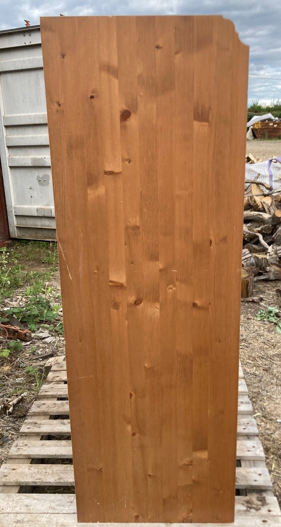 Small 2 Door Stained Pine Wardrobe - Medium Oak - Furniture