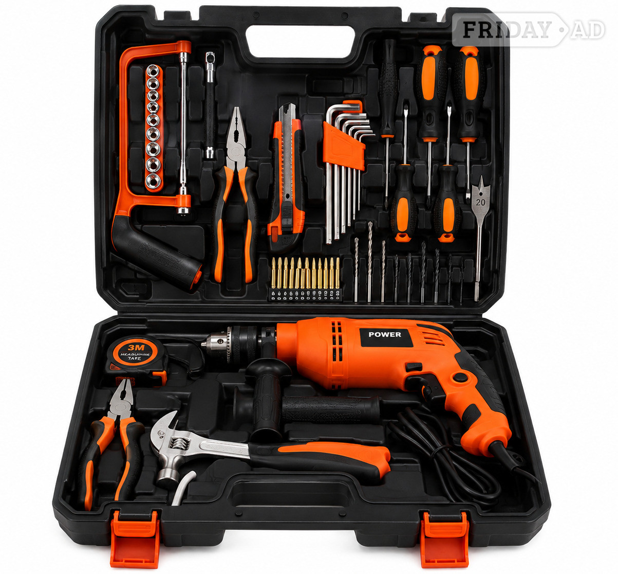102-Piece Household Tool Kit with Impact Drill – Complete DIY 