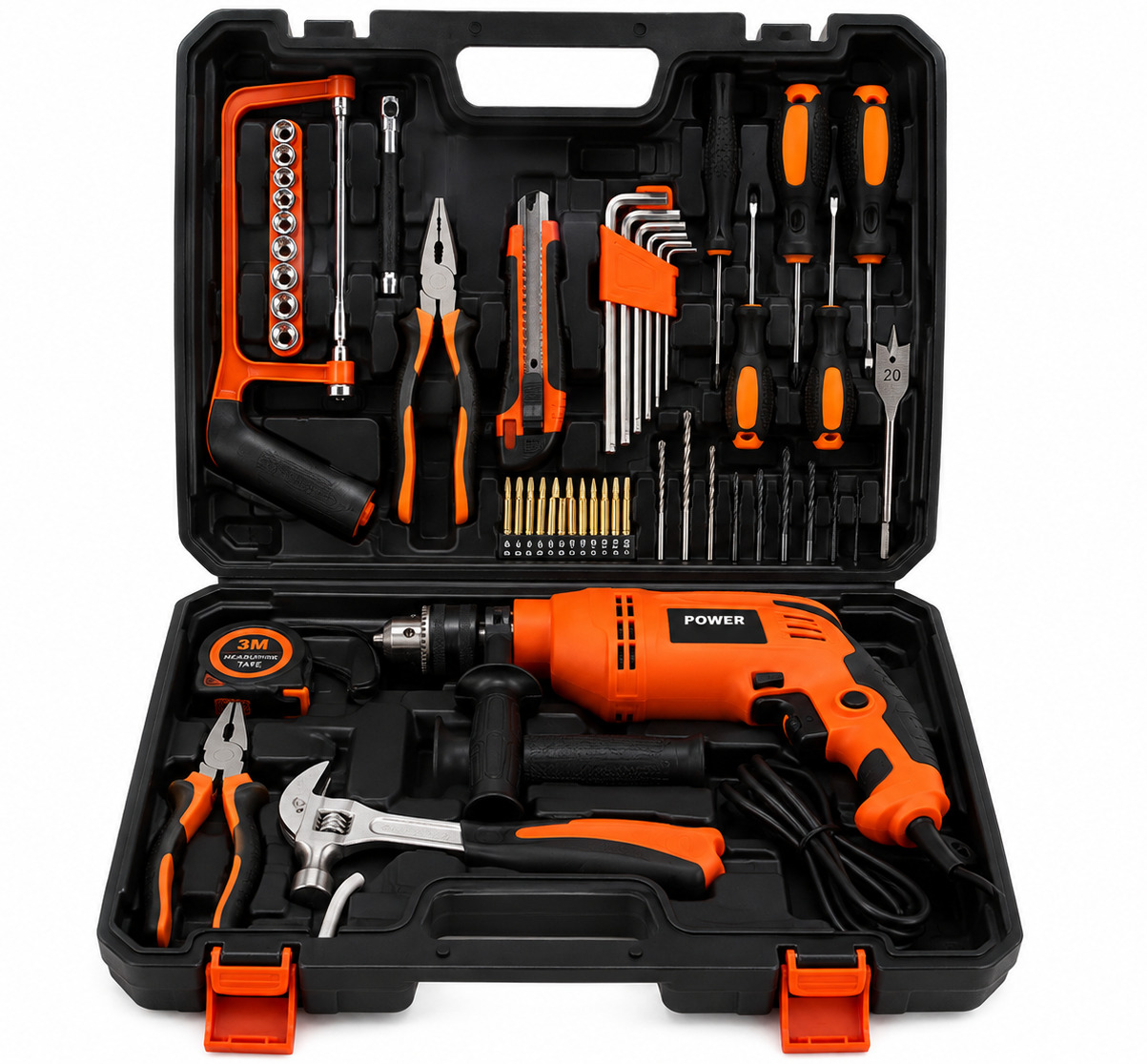 102-Piece Household Tool Kit with Impact Drill – Complete DIY 