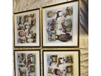 4 LESTER PIGGOTT FINE ART PRINTS OF HIS CLASSIC VICTORIES.