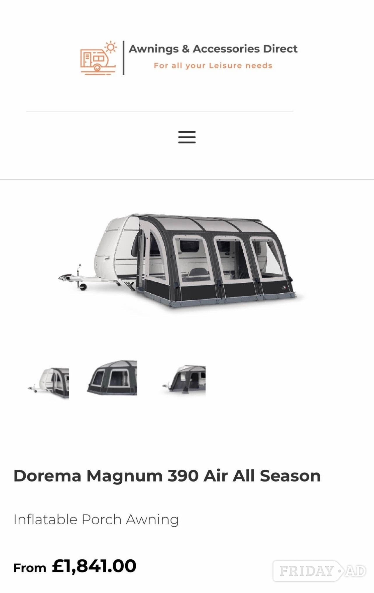Dorema All Season Air 390 Porch Awning !