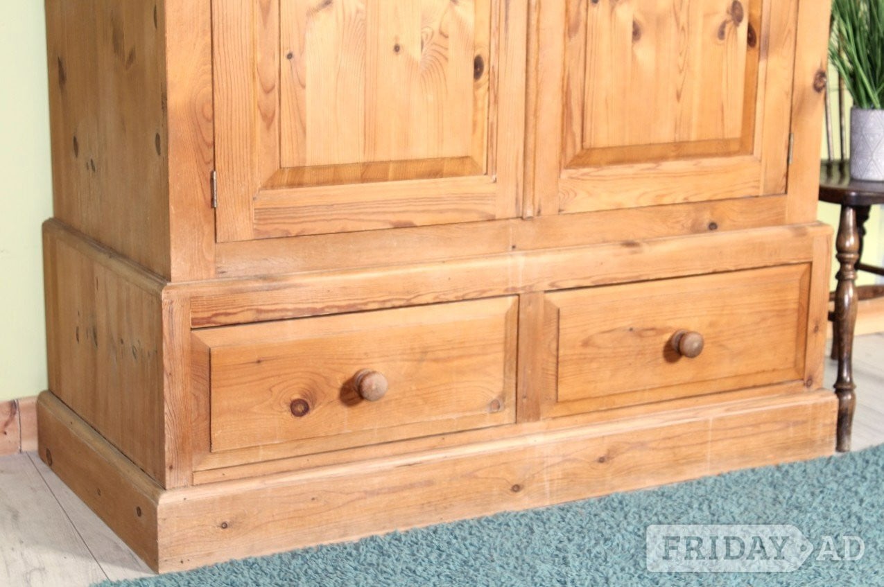 Hailsham UK Delivery - Cottage Waxed Pine Farmhouse Wardrobe With 2 Drawer