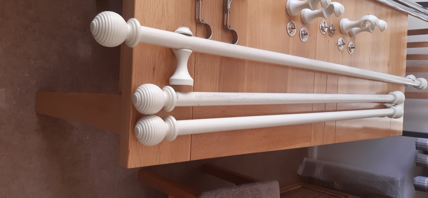 Thornton-Cleveleys Three Wooden curtain poles