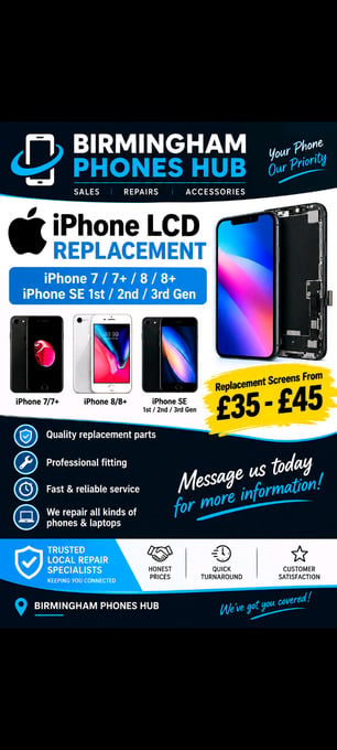 iPhone 7/7 Plus 8/8 Plus SE 1st 3rd Gen LCD replacement Service