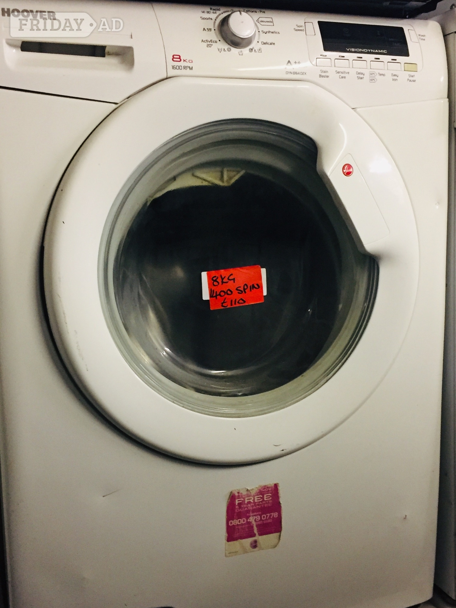 Hoover 8KG load , 1600 rpm washing machine. in Rugby