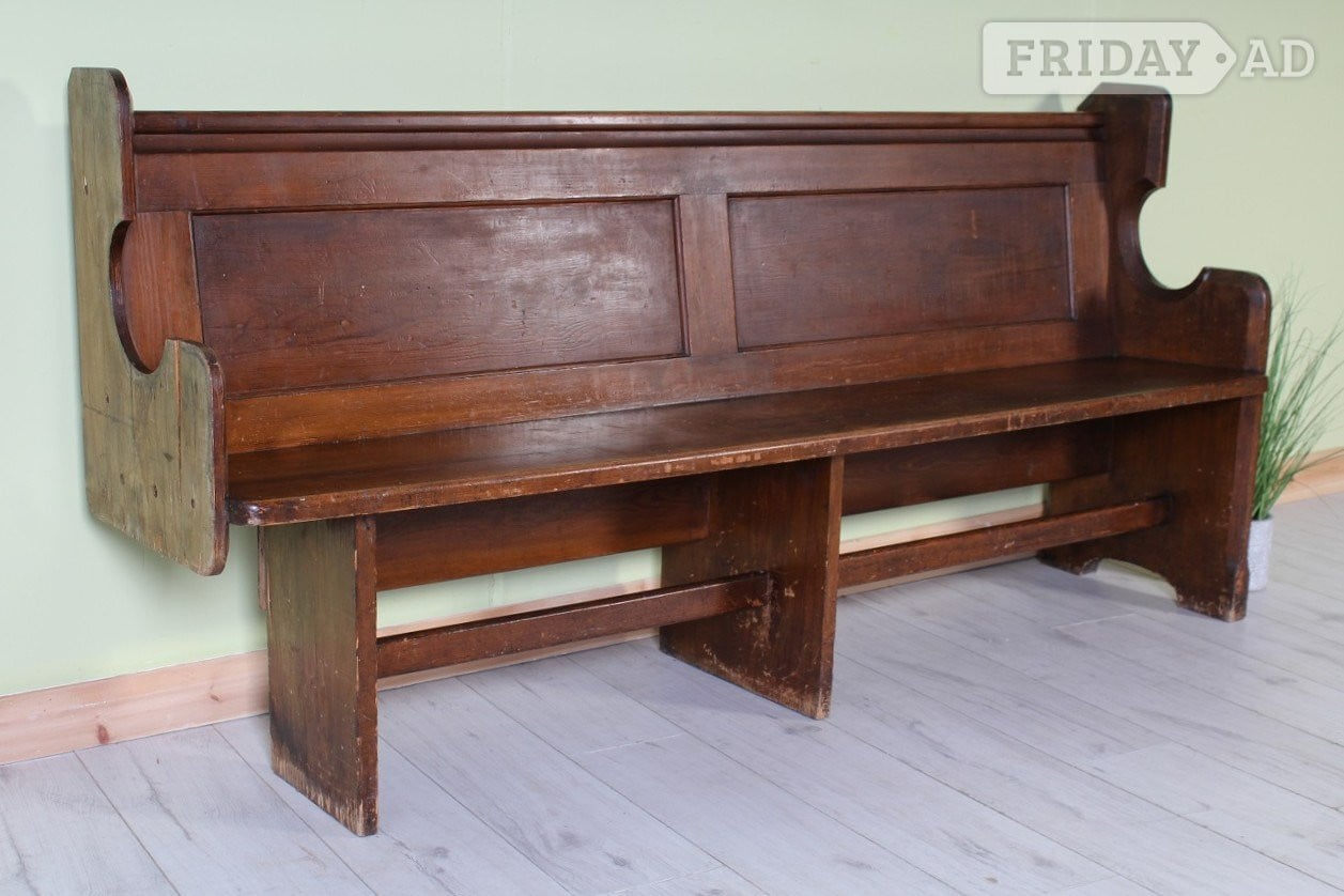 Delivery options - Old Solid Oak Church Pew Bench Seating Hallway in Hailsham