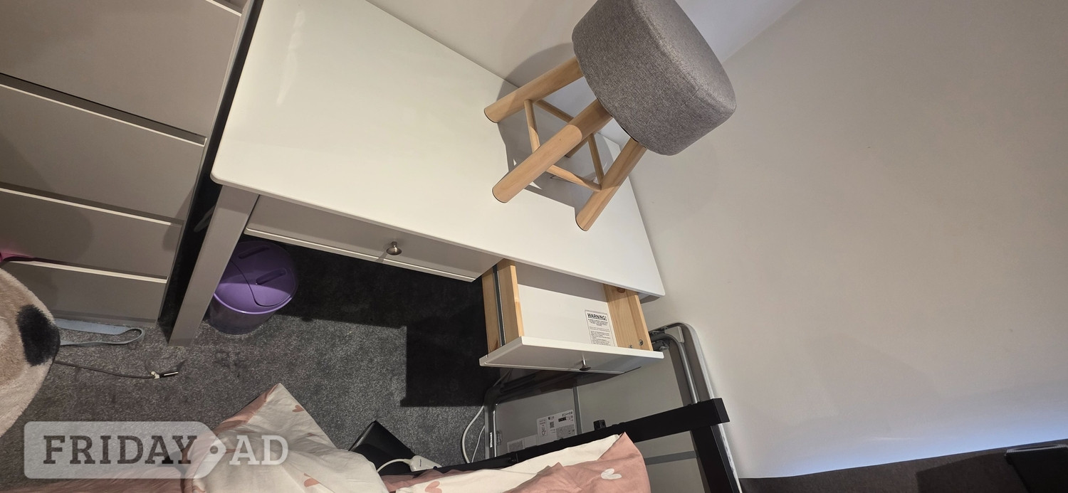 Wooden Desk and Stool