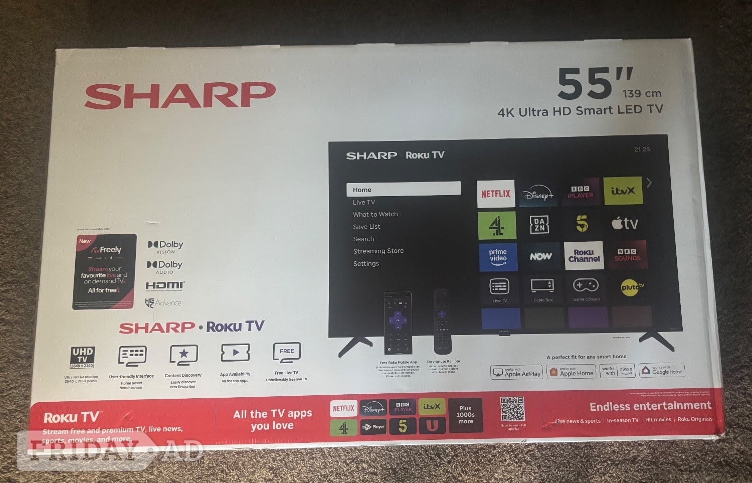 Sharp 55inch Roku 4-T built in Freely Brand new in box in Kingston Upon Thames