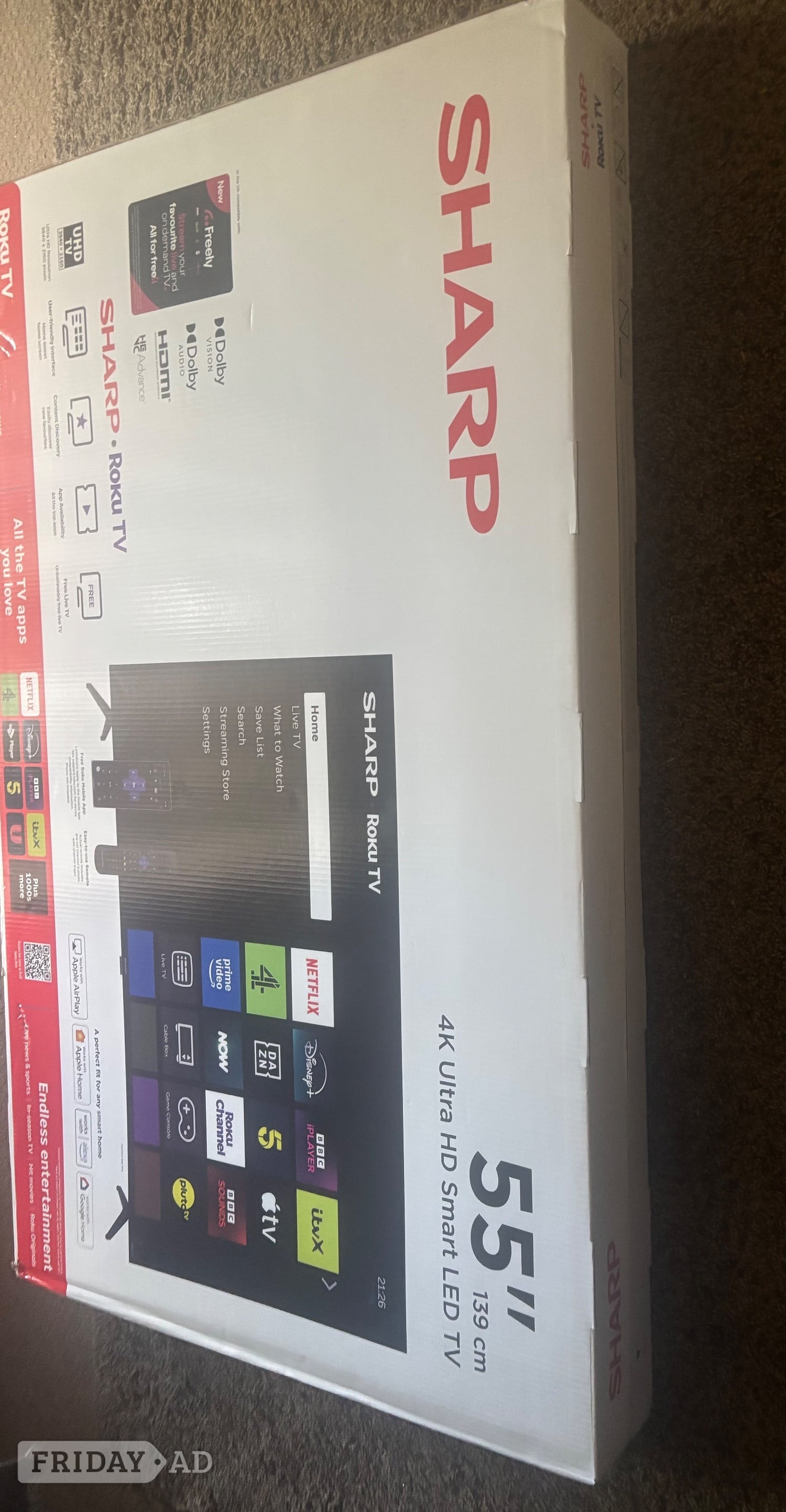 Kingston Upon Thames Sharp 55inch Roku 4-T built in Freely Brand new in box