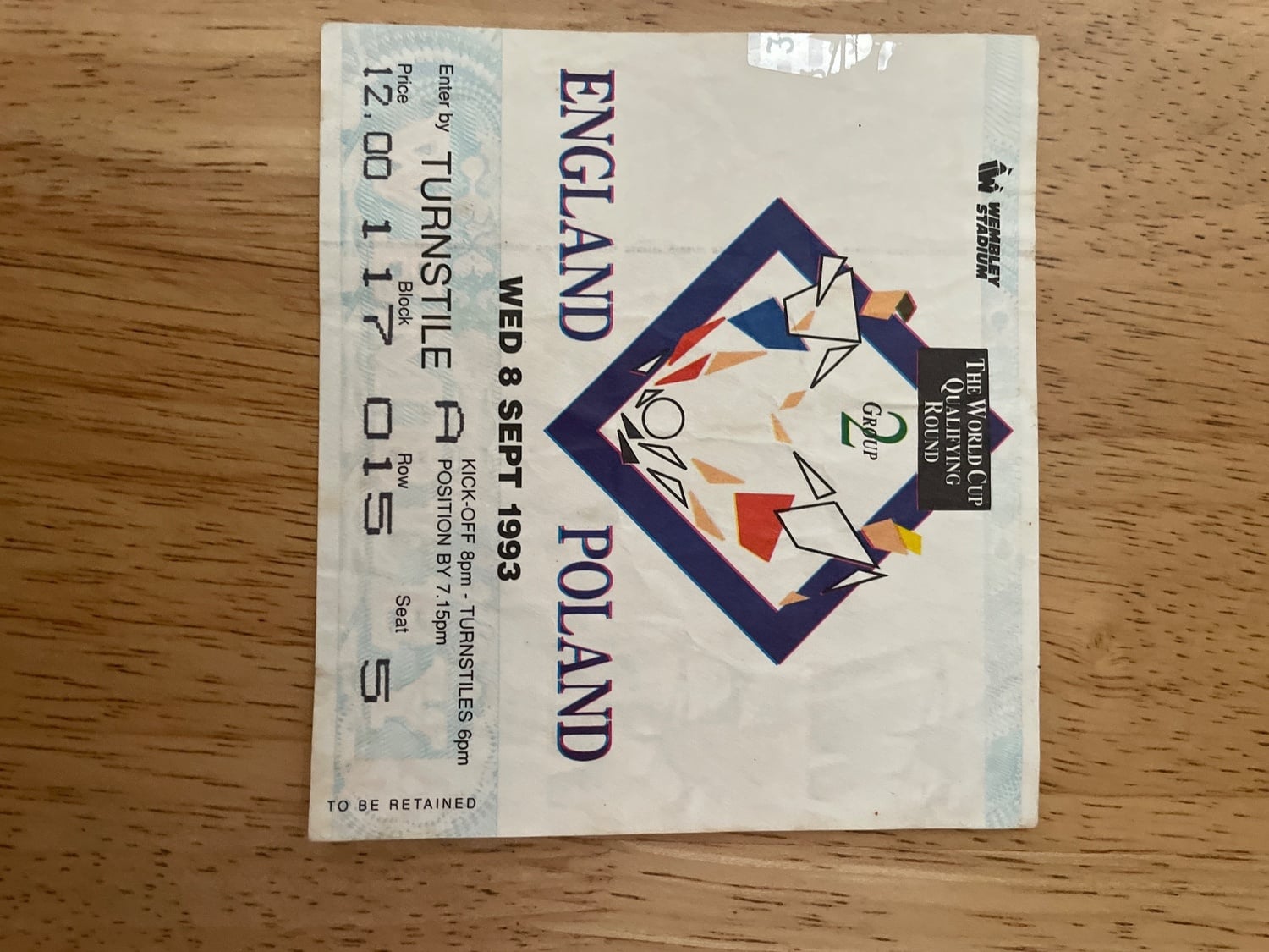 World Cup 1993 Programme England: Poland