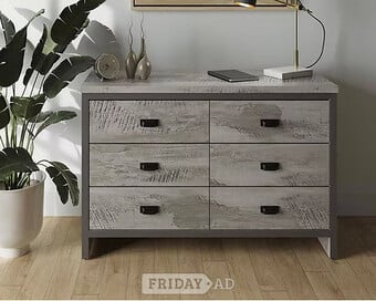 BOSTON 3+3 CHEST OF DRAWERS - GREY