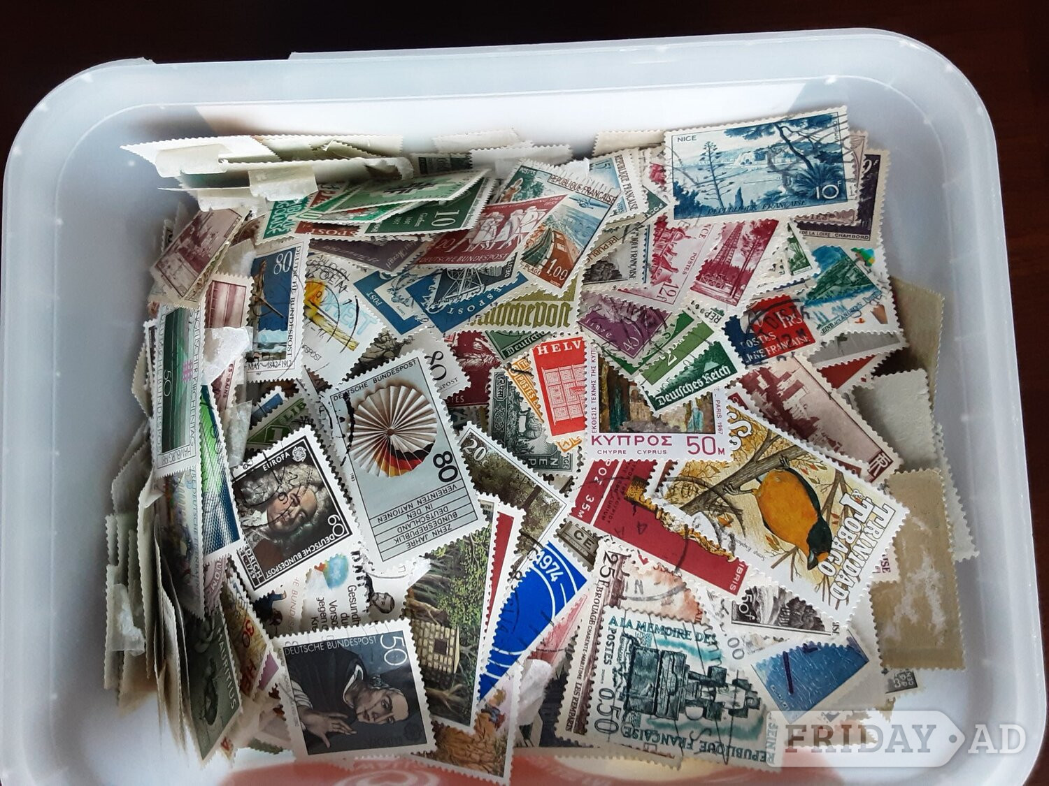 Box full of stamps in Belford