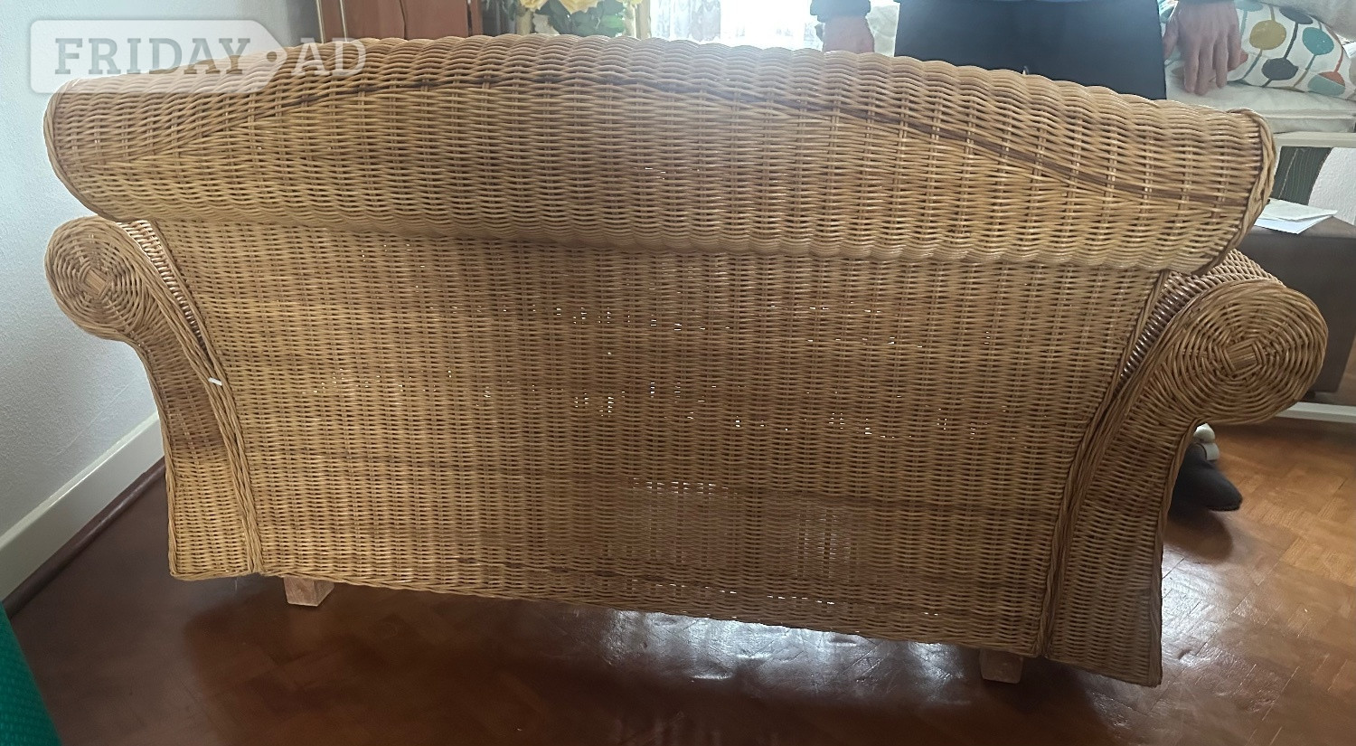 Bexhill-On-Sea Cane  settee 90cm depth x 260cm long x 90cm height
