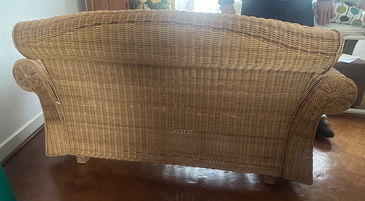 Bexhill-On-Sea Cane  settee 90cm depth x 260cm long x 90cm height