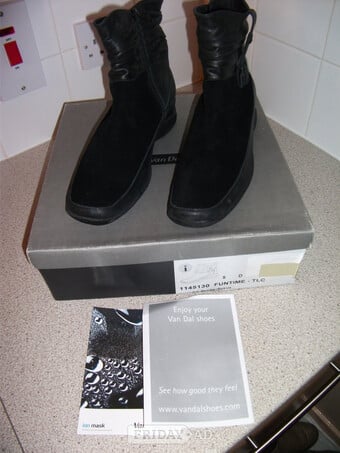 Van Dal Funtime TLC Ankle Boots. Black Suede and Leather. New.