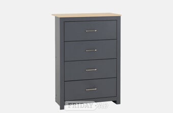 Portland 4 Drawer Chest - Grey/Oak Effect