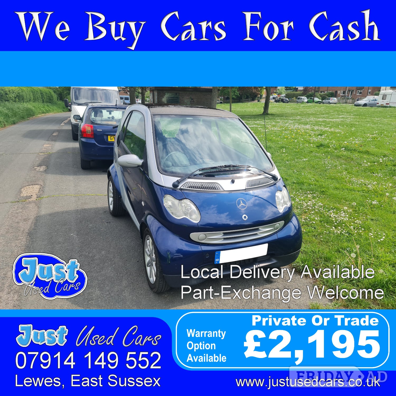 Smart City Fortwo Passion.7 61 Auto (Automatic Petrol)7 Reg in Lewes