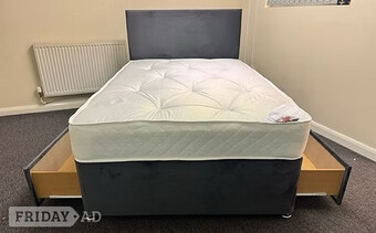 double apollo mattress with divan base 2 DRAWERS and headboard 