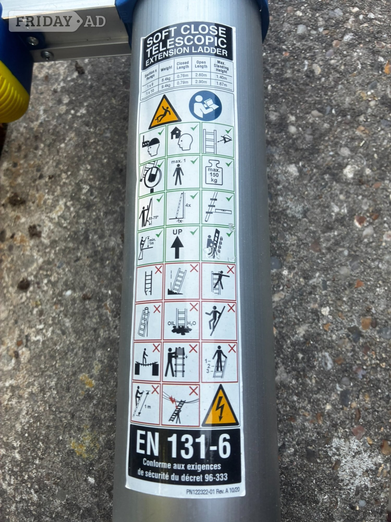 Werner Telescopic Extension Ladder 2.9m 10 Rung 150kg Auto Lock