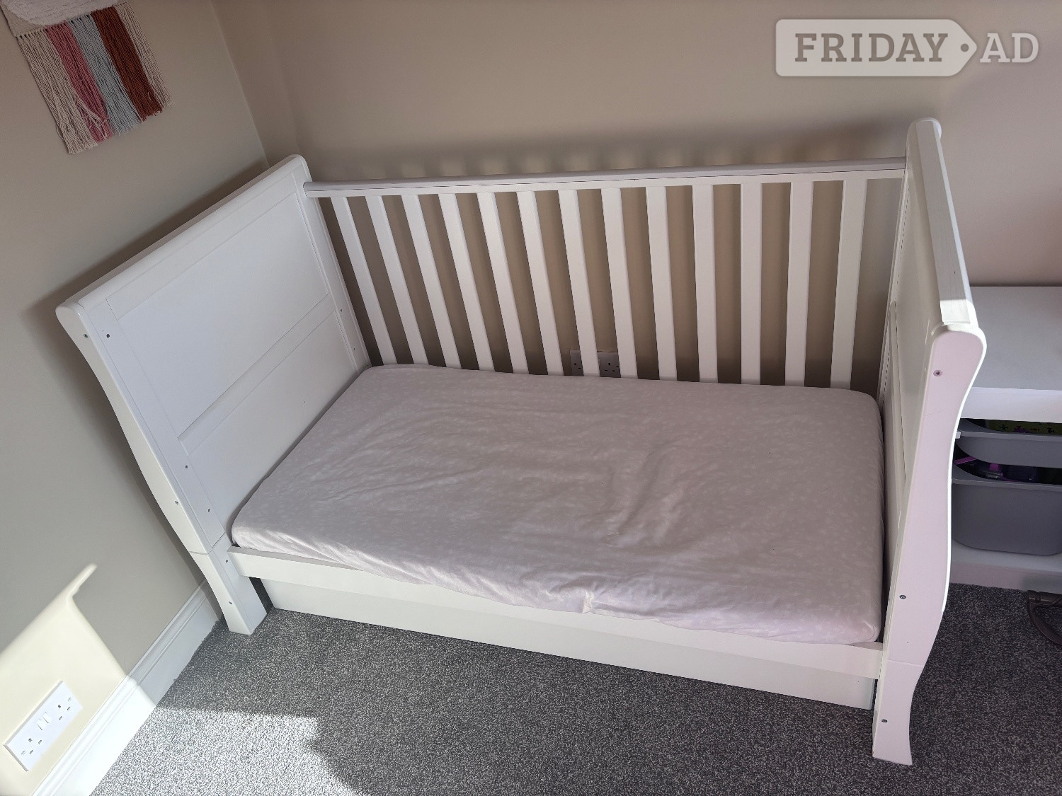 Little acorns white sleigh cot bed  in Eastbourne