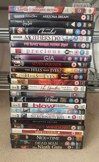 Various DVDs for sale. Lots of Johnny Depp films. £2 each.