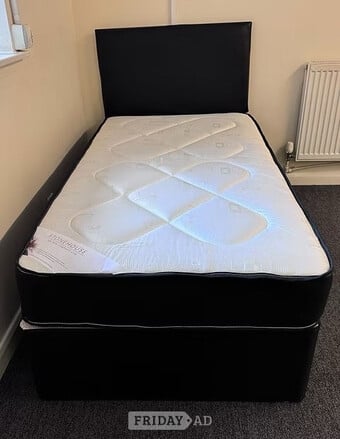 Single pine master mattress with divan base and Head board