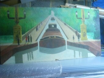 very large painting  of the Pont-Canal du Briare 620x1240mm