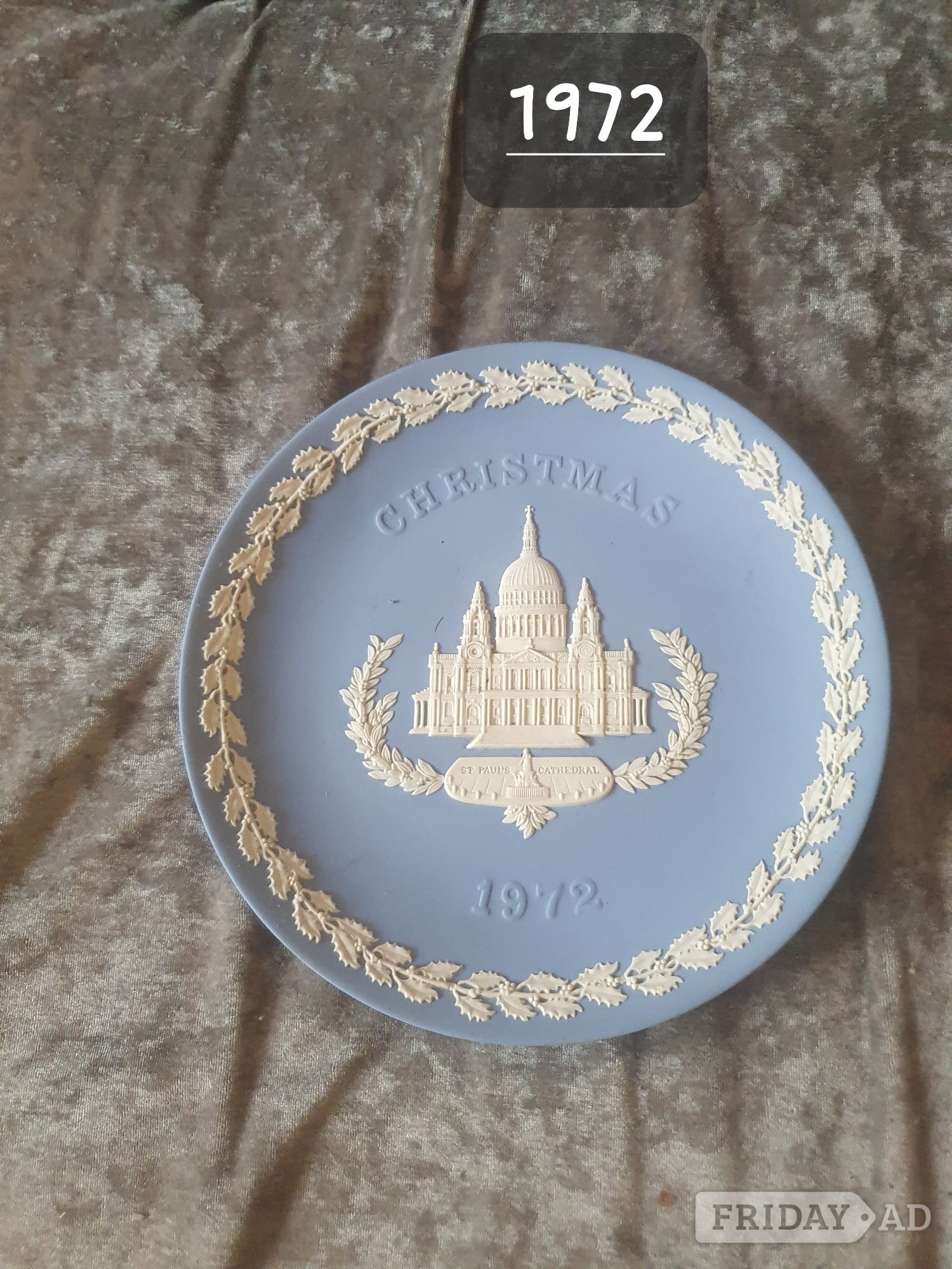 Set of 9 Wedgwood blue and white Jasperware Christmas plates p
