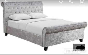 Crushed velvet sleigh bed Double 