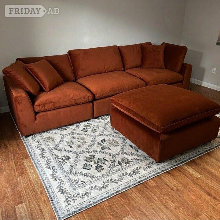 Loaf Cuddlemuffin Burnt/Rust Orange Corner Sofa – L Shape Modular in Greenwich
