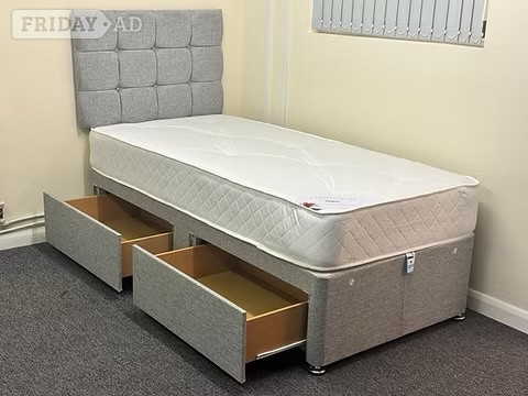 SINGLE DIVAN BASE 2 DRWS APOLLO SEMI ORTHO MAT & 24 IN HEADBOARD 