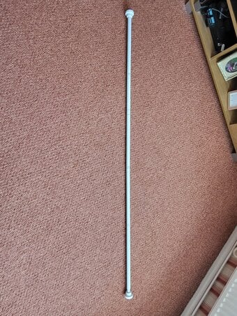 white shower rail new  fully open 77 inches  unopen 35 inches