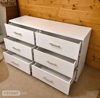 Elegant Minimalist Riano White (3+3)6x Chest of Drawers