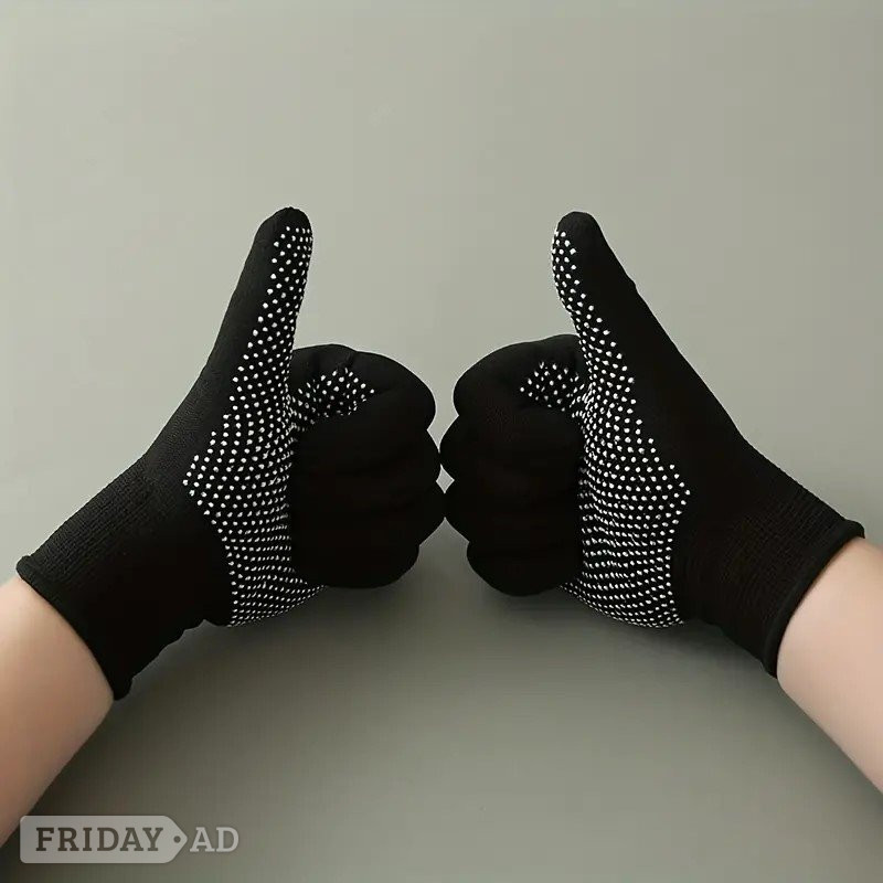 1 pair Black Unisex Anti Slip Gloves