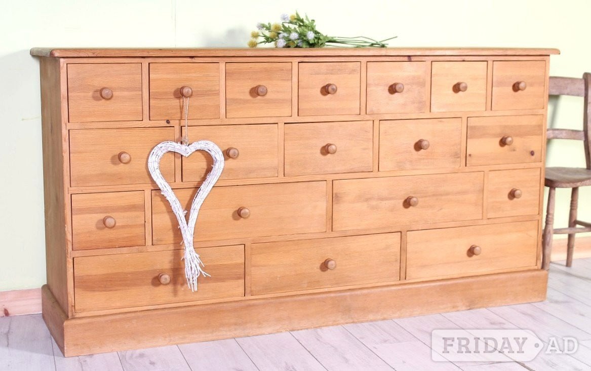UK Delivery -Huge Farmhouse Pine Merchants Chest Of Drawers 100%  in Hailsham