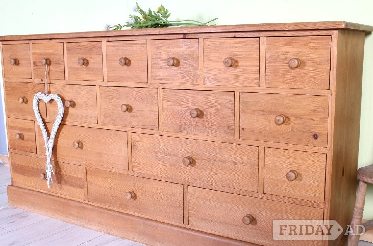 Hailsham UK Delivery -Huge Farmhouse Pine Merchants Chest Of Drawers 100% 