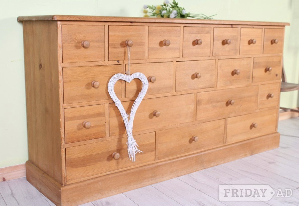 UK Delivery -Huge Farmhouse Pine Merchants Chest Of Drawers 100%  - Furniture