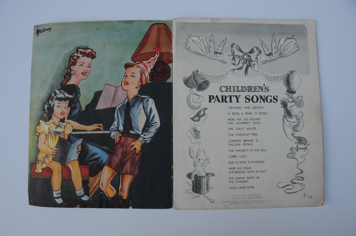 Children's Party Songs Book First Edition Vintage 1947